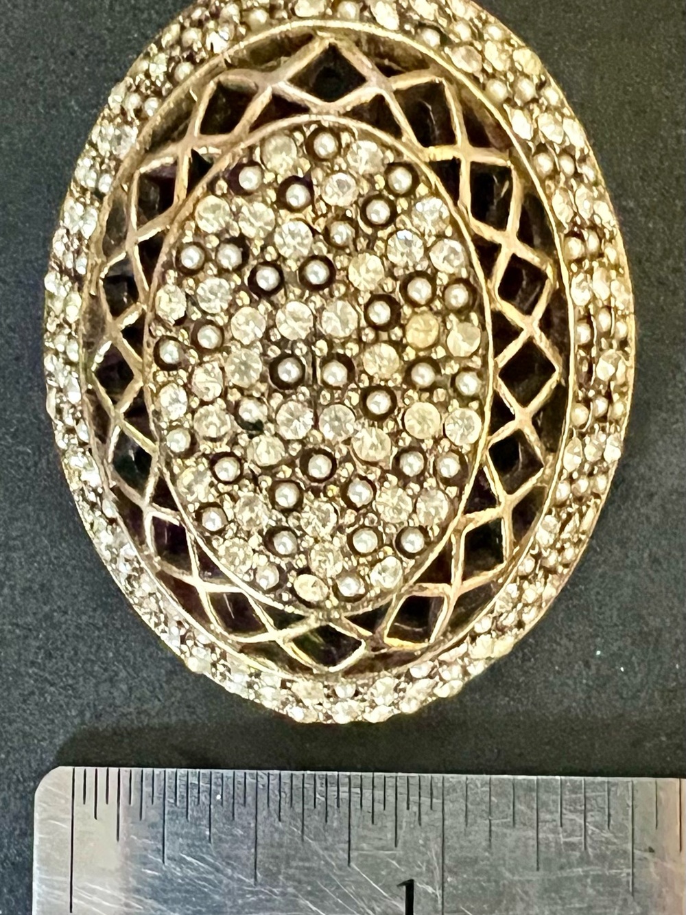 Vintage HAR signed Gold Crystal Oval Brooch - Sparkling Statement Pin